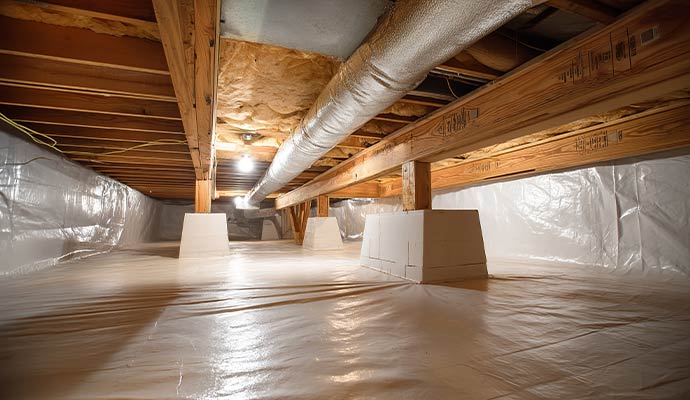 A clean, fully encapsulated crawl space