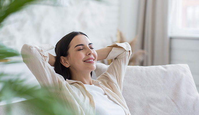 Girl relaxing on sofa