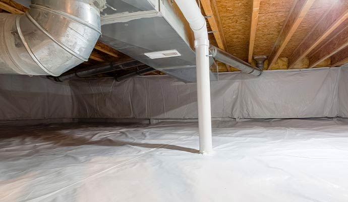 Crawl space encapsulation vapor barrier