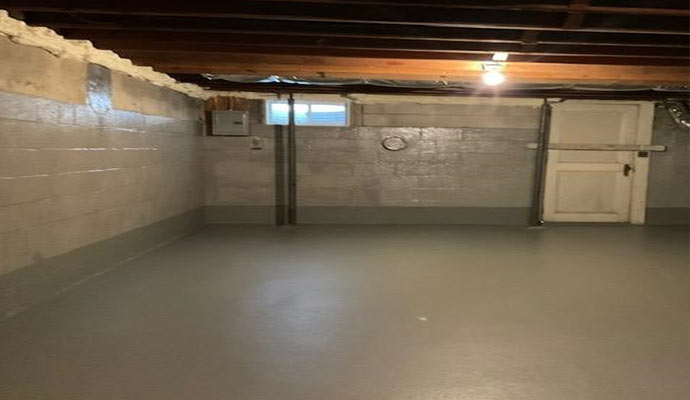 Waterproofed basement and wall