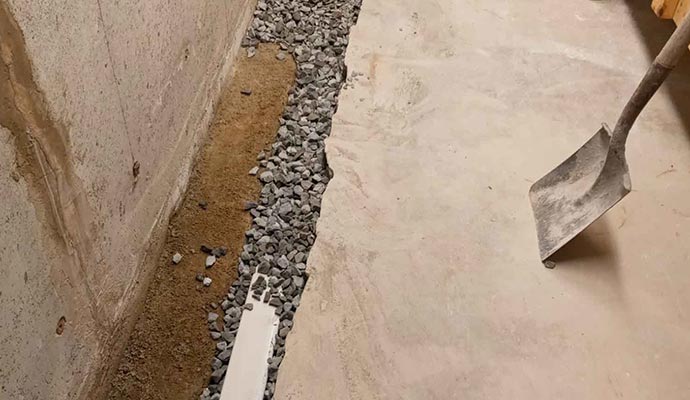 Installing basement drainage system