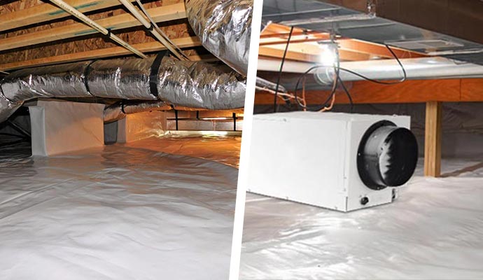 collage-of-crawl-space-encapsulation-and-dehumidification