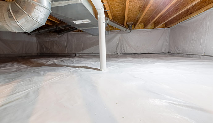 an encapsulated and waterproofed crawl space