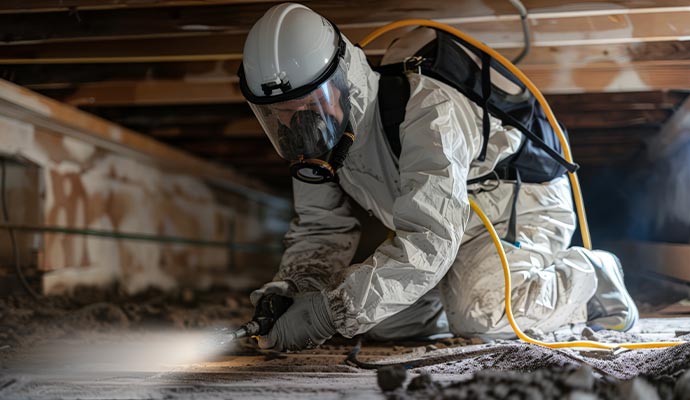 Professional pest remediation in crawl space