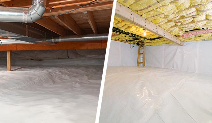 collage of crawl space sealing and encapsulation