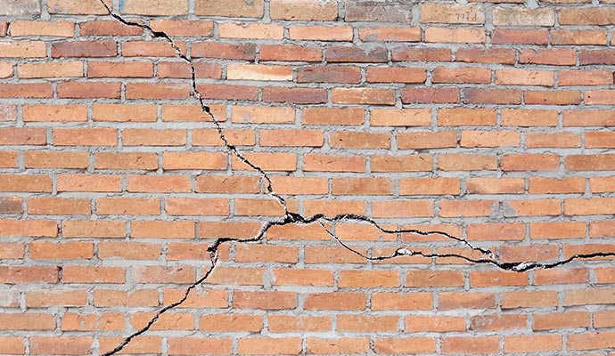 Visible crack on wall.