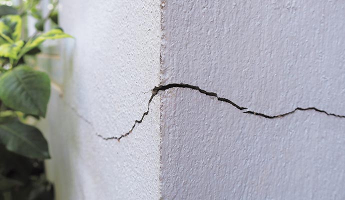 Close-up view of Cracked wall.