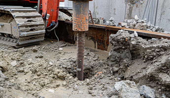 Installing piers for foundation stabilization