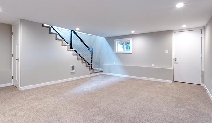 clean residential basement