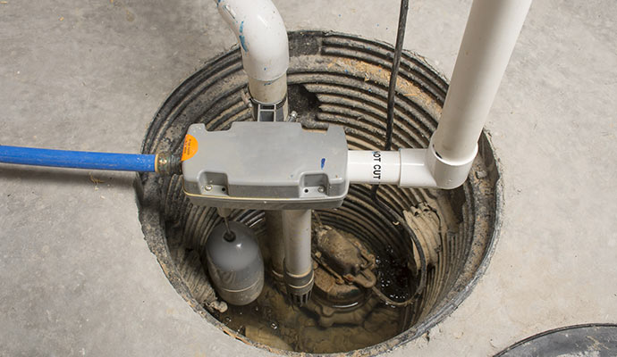 Installed sump pump