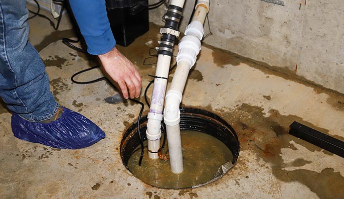 Expert repairing sump-pump.