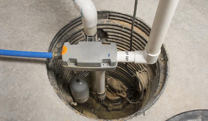 an installed sump pump in the basement