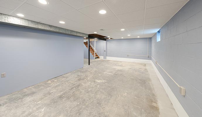 A large waterproofed basement.