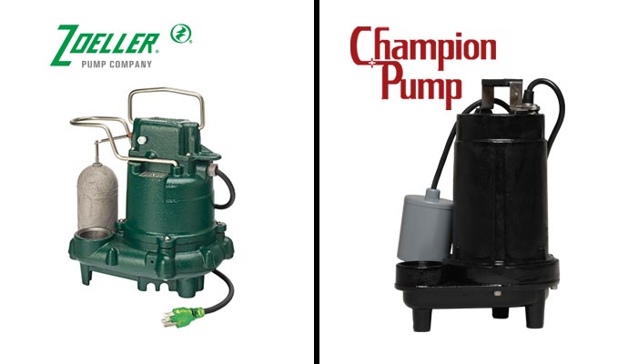 picture of zoeller and champion sump pump brand