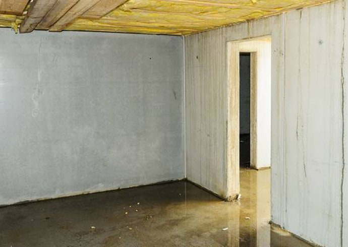 Water damaged basement floor