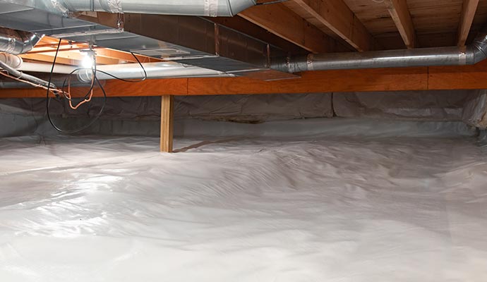 Waterproofed crawl space